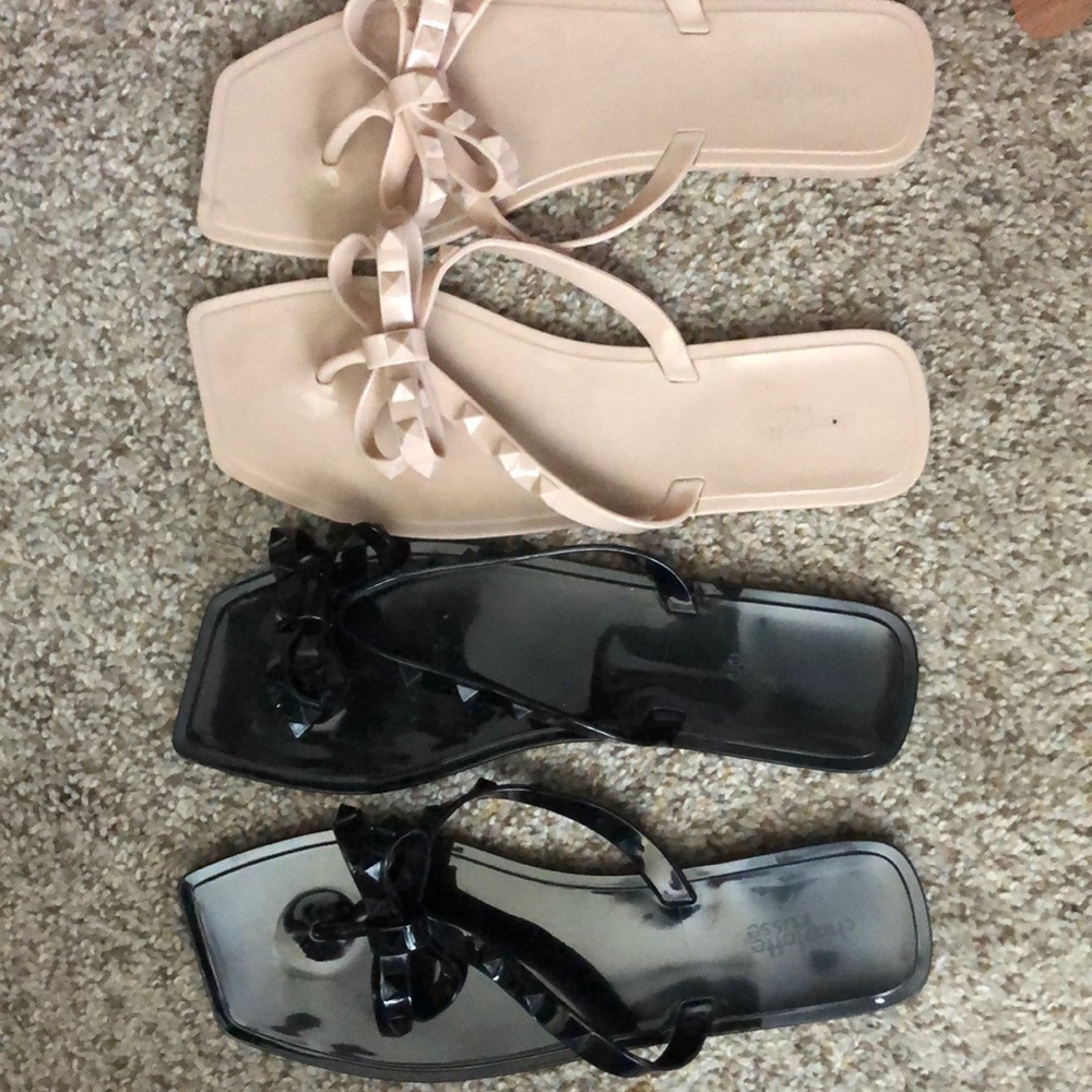 Charlotte Russe Jelly Sandals Cream pair worn a few times/Black pair worn once